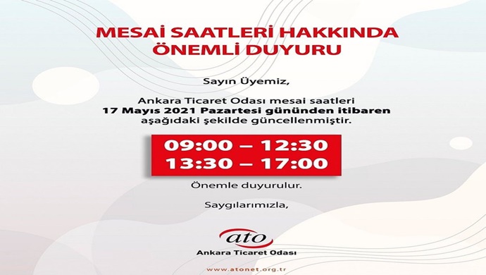 Ankara Ticaret Odasından Üyelerimize Duyuru